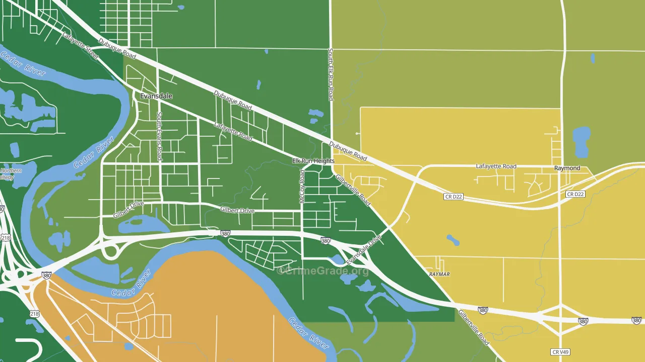 Elk Run Heights, IA Map of Murder Rates