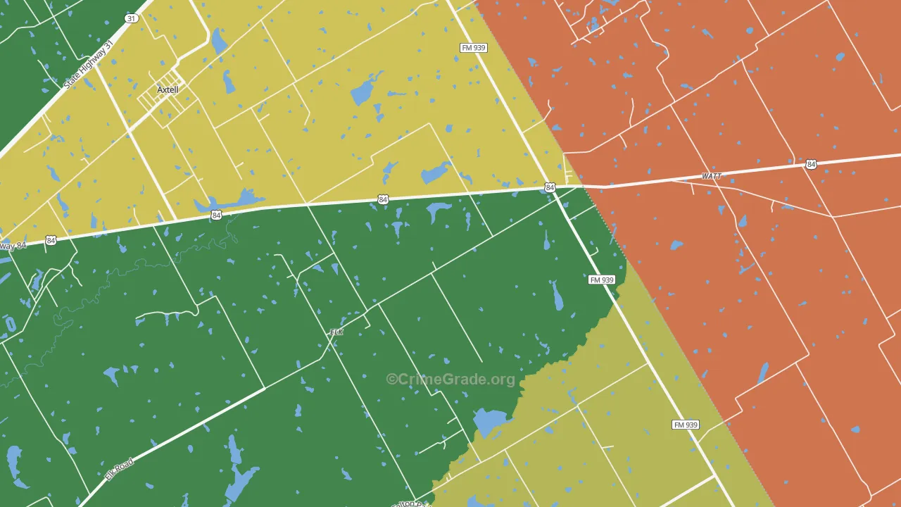 Elk, TX Map of Murder Rates