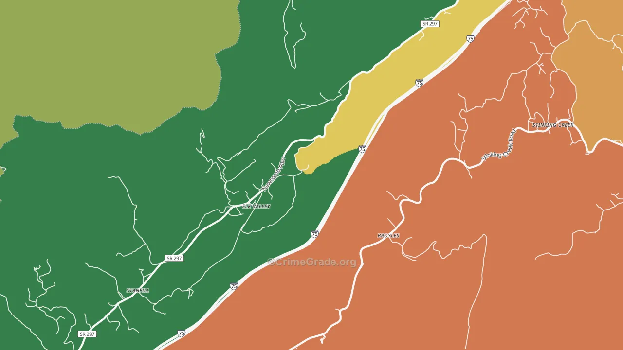 Elk Valley, TN Map of Murder Rates