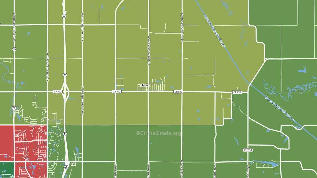 Elkhart, IA Map of Murder Rates