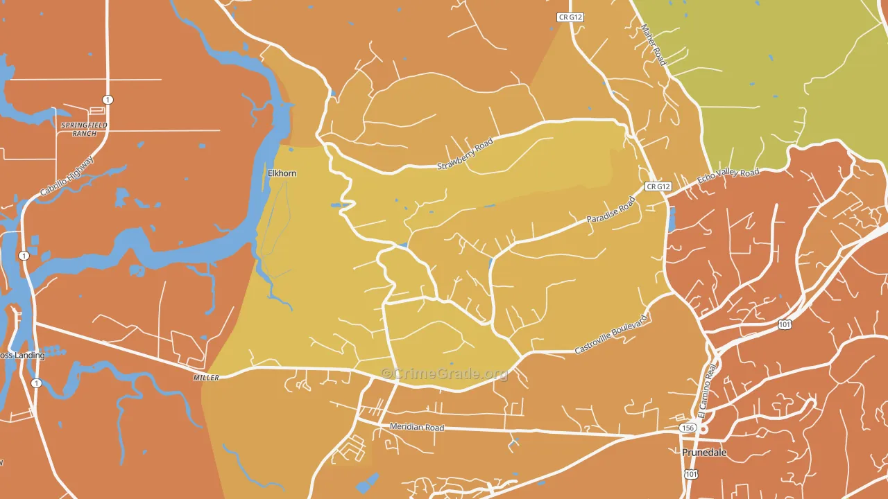Elkhorn, CA Map of Murder Rates