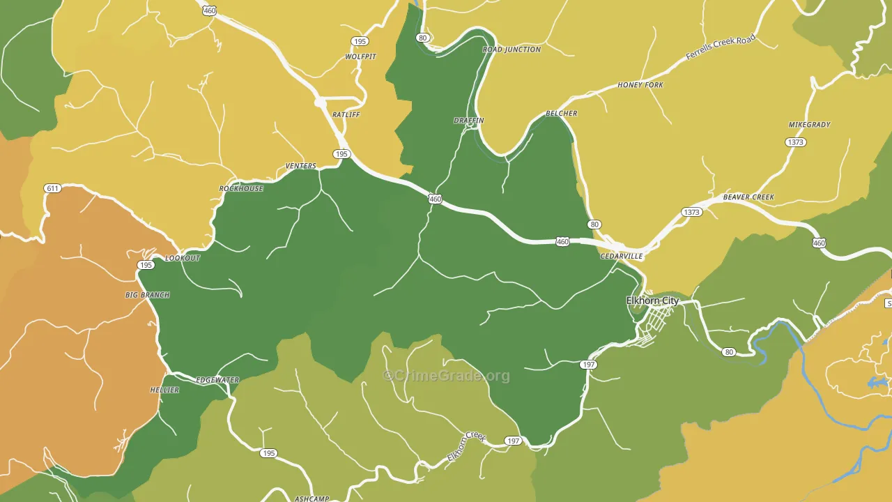 Elkhorn City, KY Map of Murder Rates