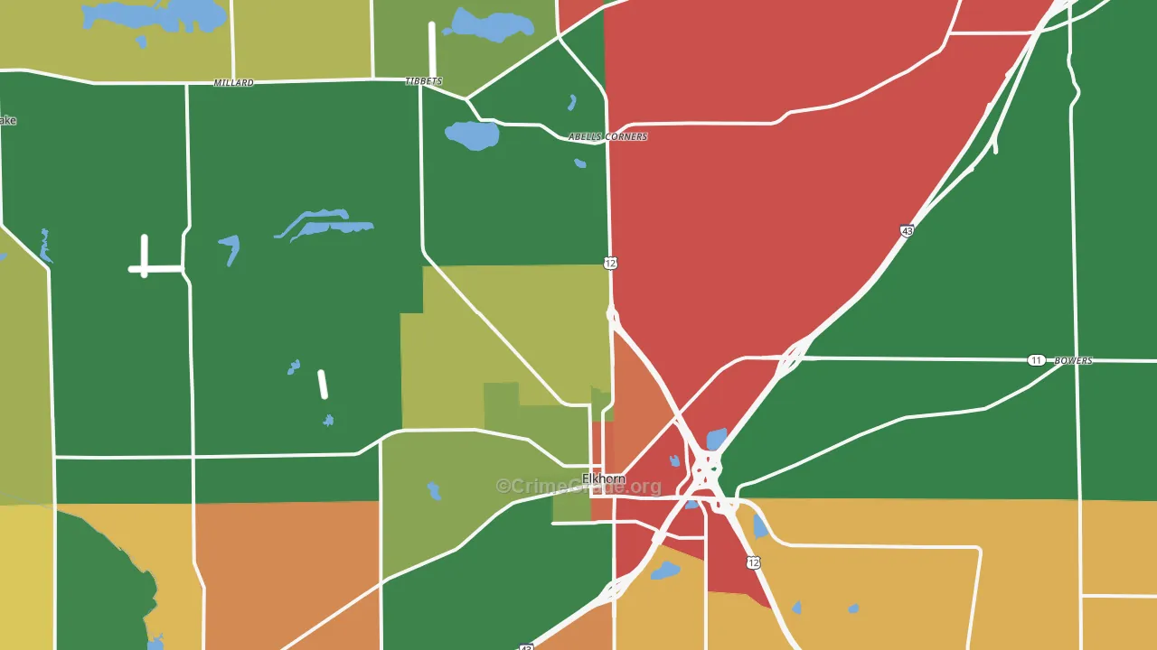 Elkhorn, WI Map of Murder Rates