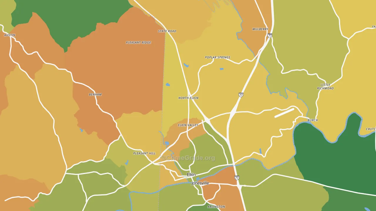 Elkin, NC Map of Murder Rates