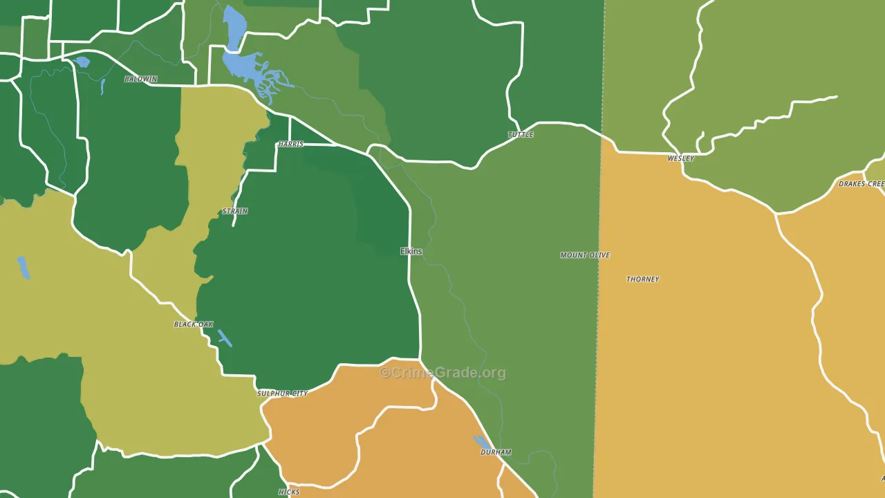 Elkins, AR Map of Murder Rates
