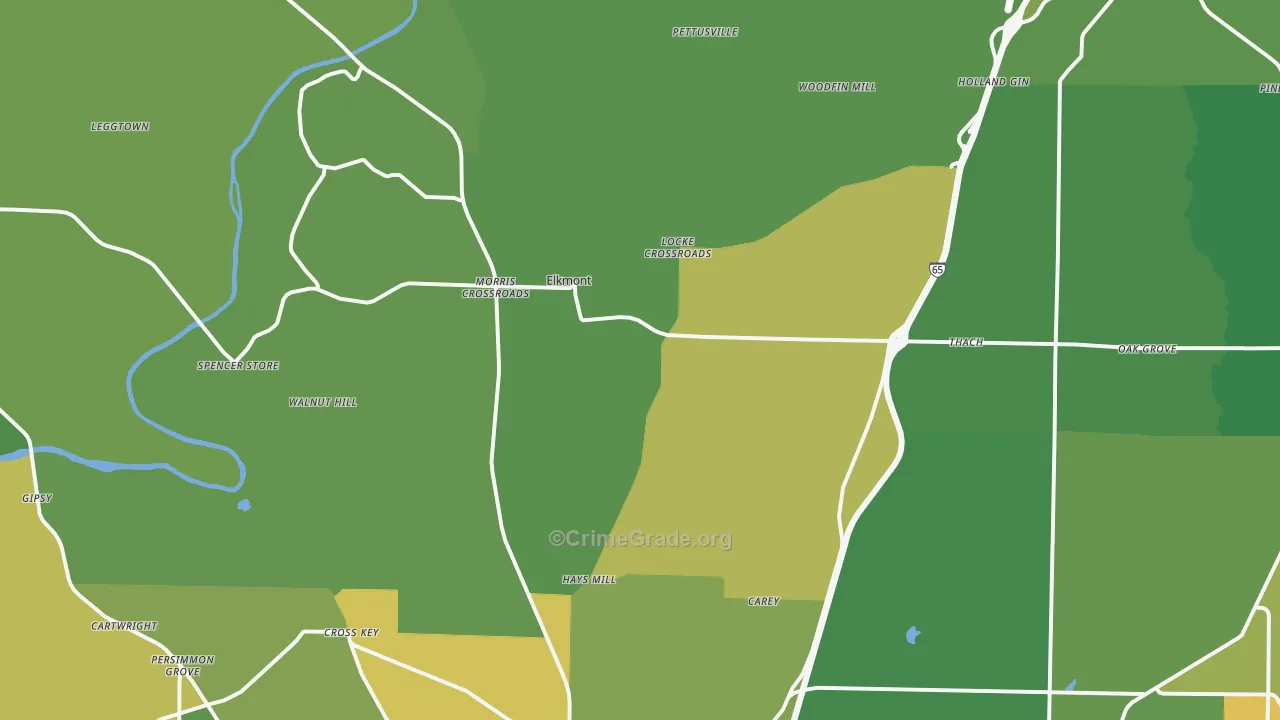 Elkmont, AL Map of Murder Rates