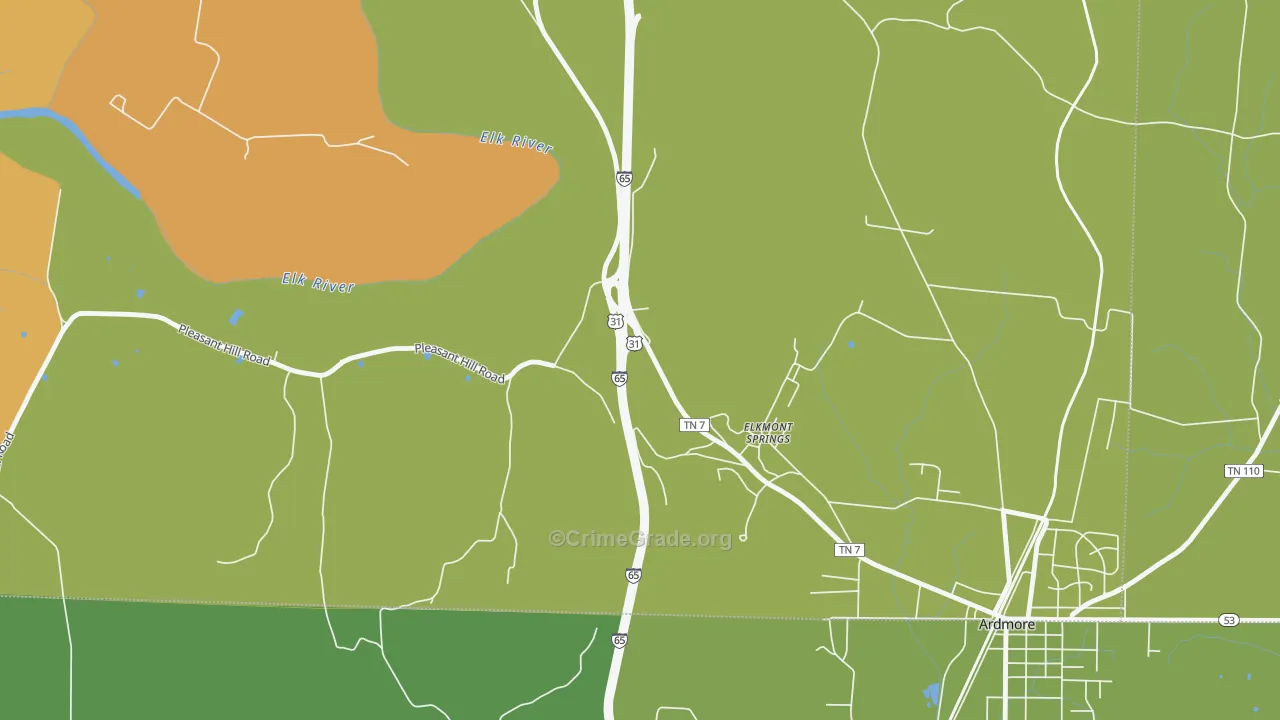 Elkmont Springs, TN Map of Murder Rates
