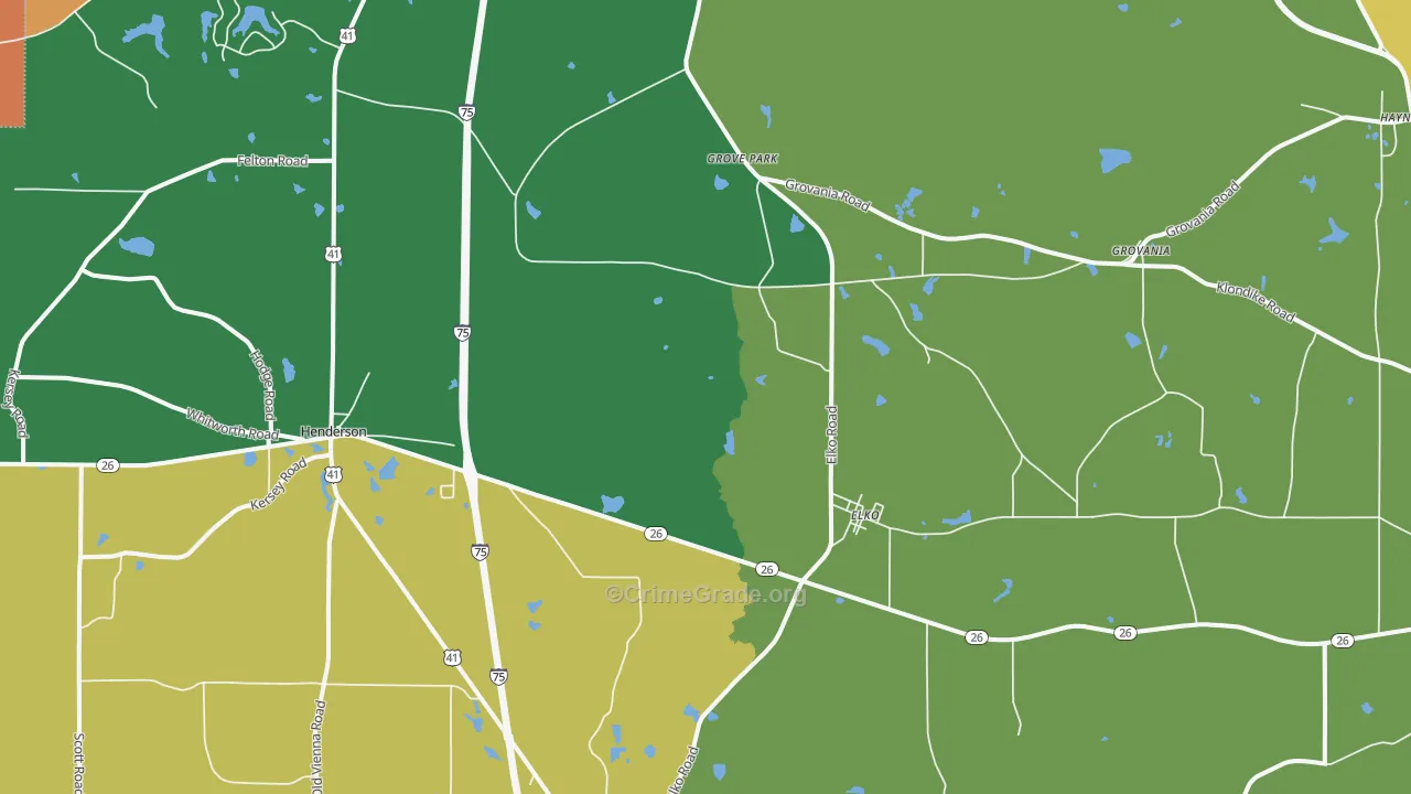 Elko, GA Map of Murder Rates