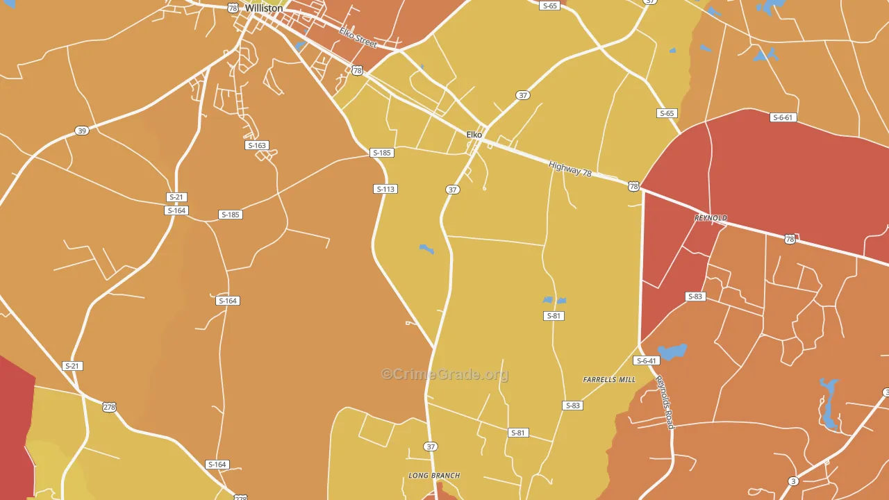 Elko, SC Map of Murder Rates