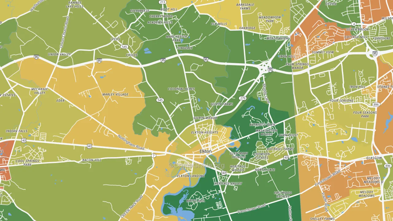 Elkton, MD Map of Murder Rates