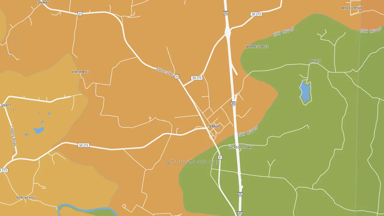 Elkton, TN Map of Murder Rates