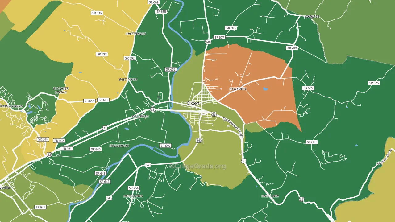 Elkton, VA Map of Murder Rates