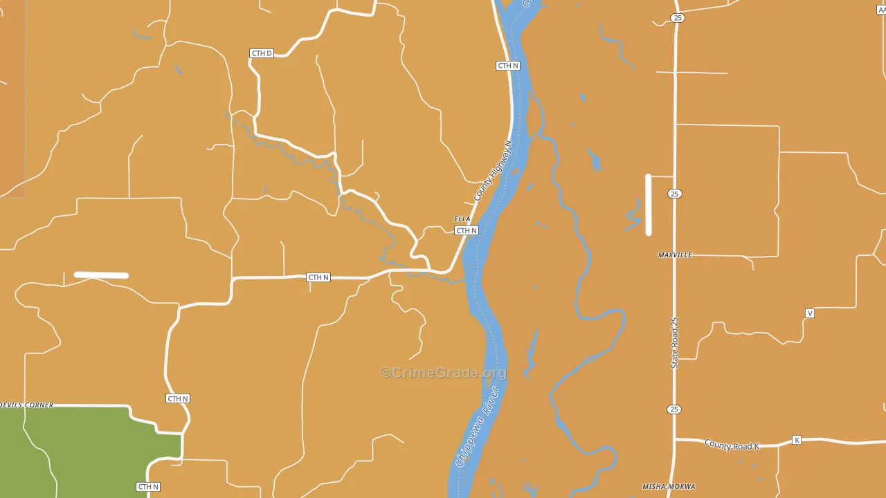 Ella, WI Map of Murder Rates