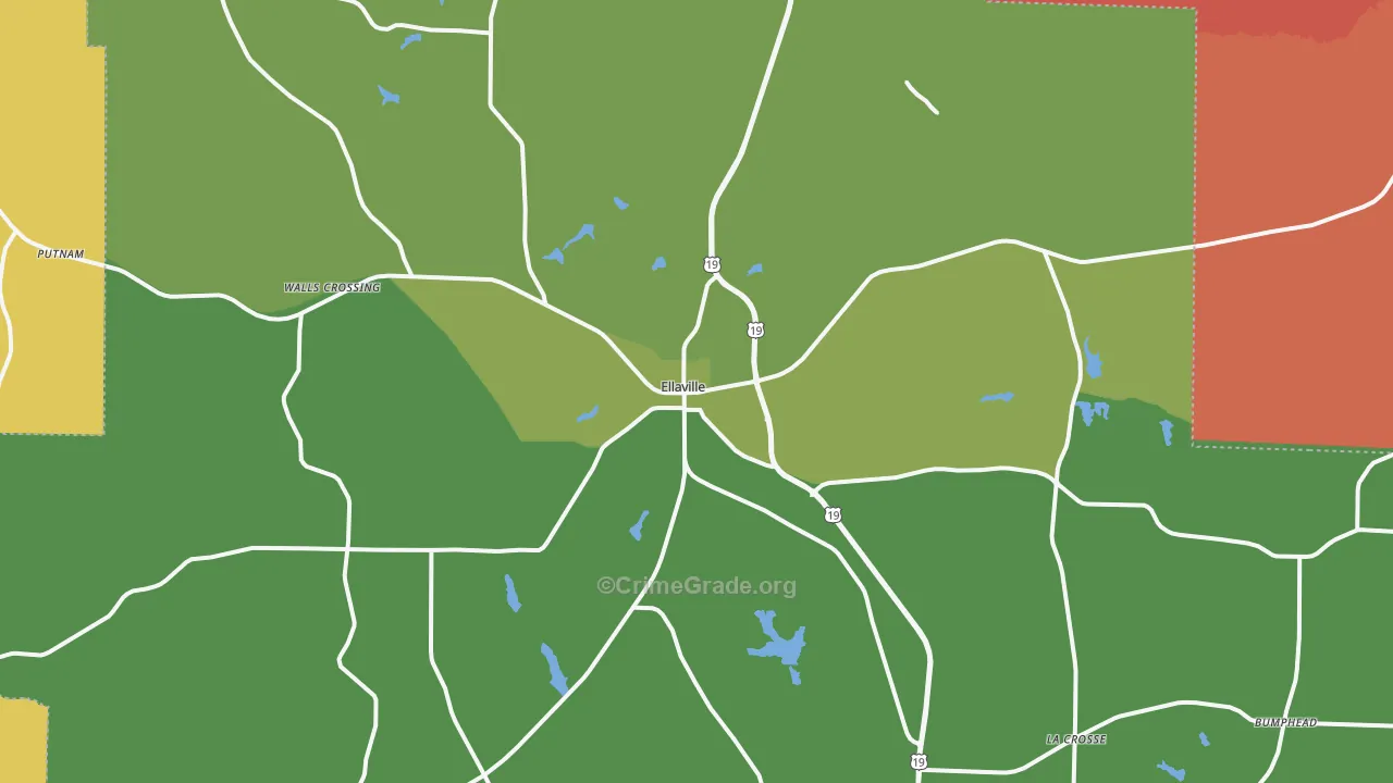 Ellaville, GA Map of Murder Rates