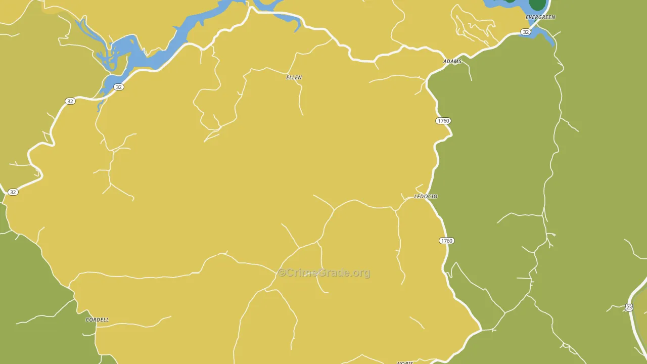 Ellen, KY Map of Murder Rates