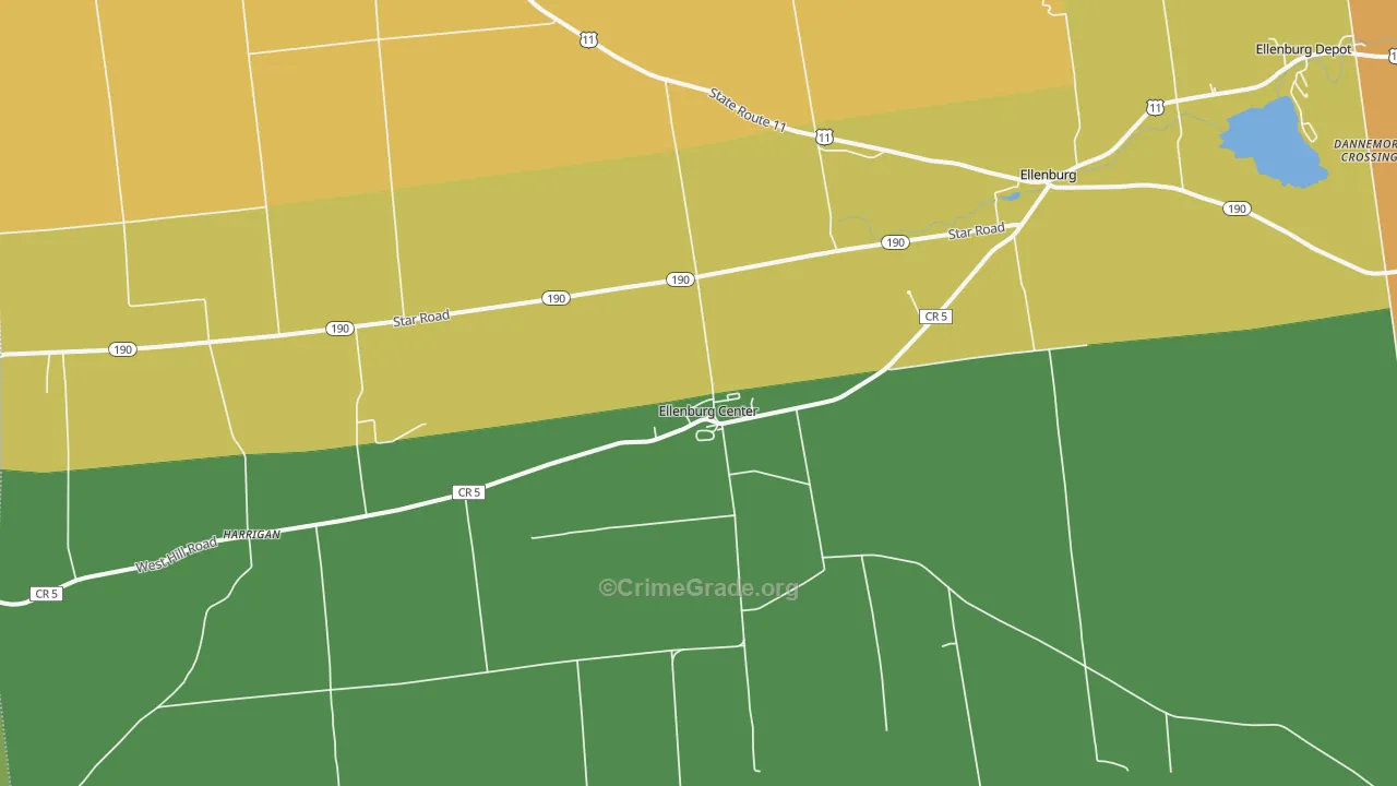 Ellenburg Center, NY Map of Murder Rates