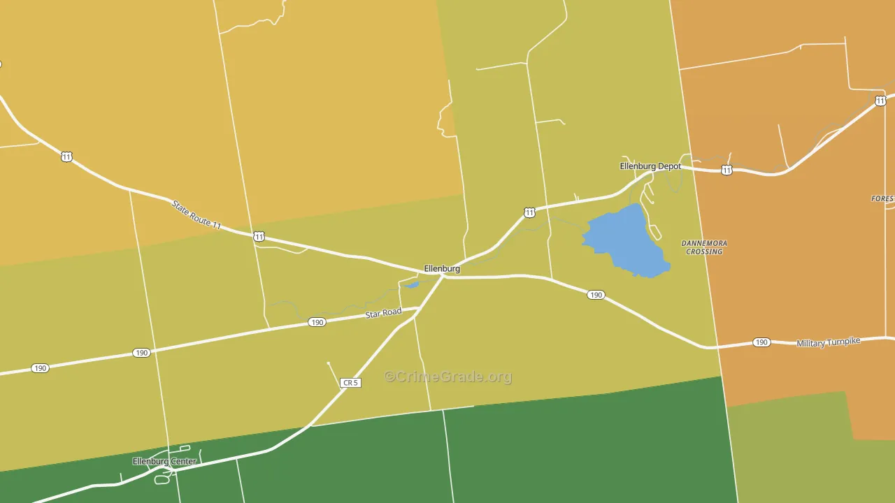 Ellenburg, NY Map of Murder Rates