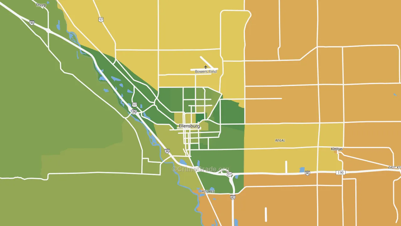 Ellensburg, WA Map of Murder Rates