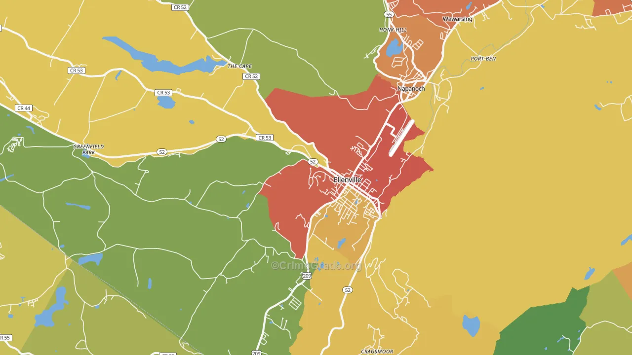 Ellenville, NY Map of Murder Rates