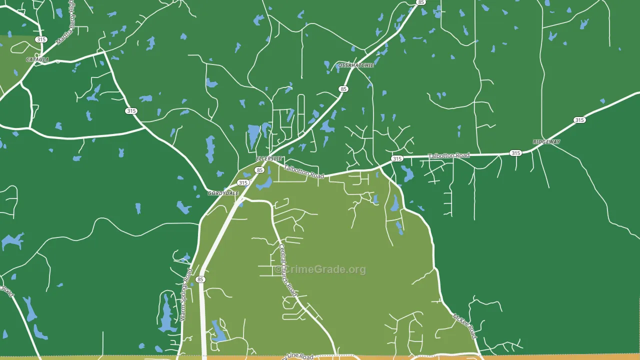 Ellerslie, GA Map of Murder Rates