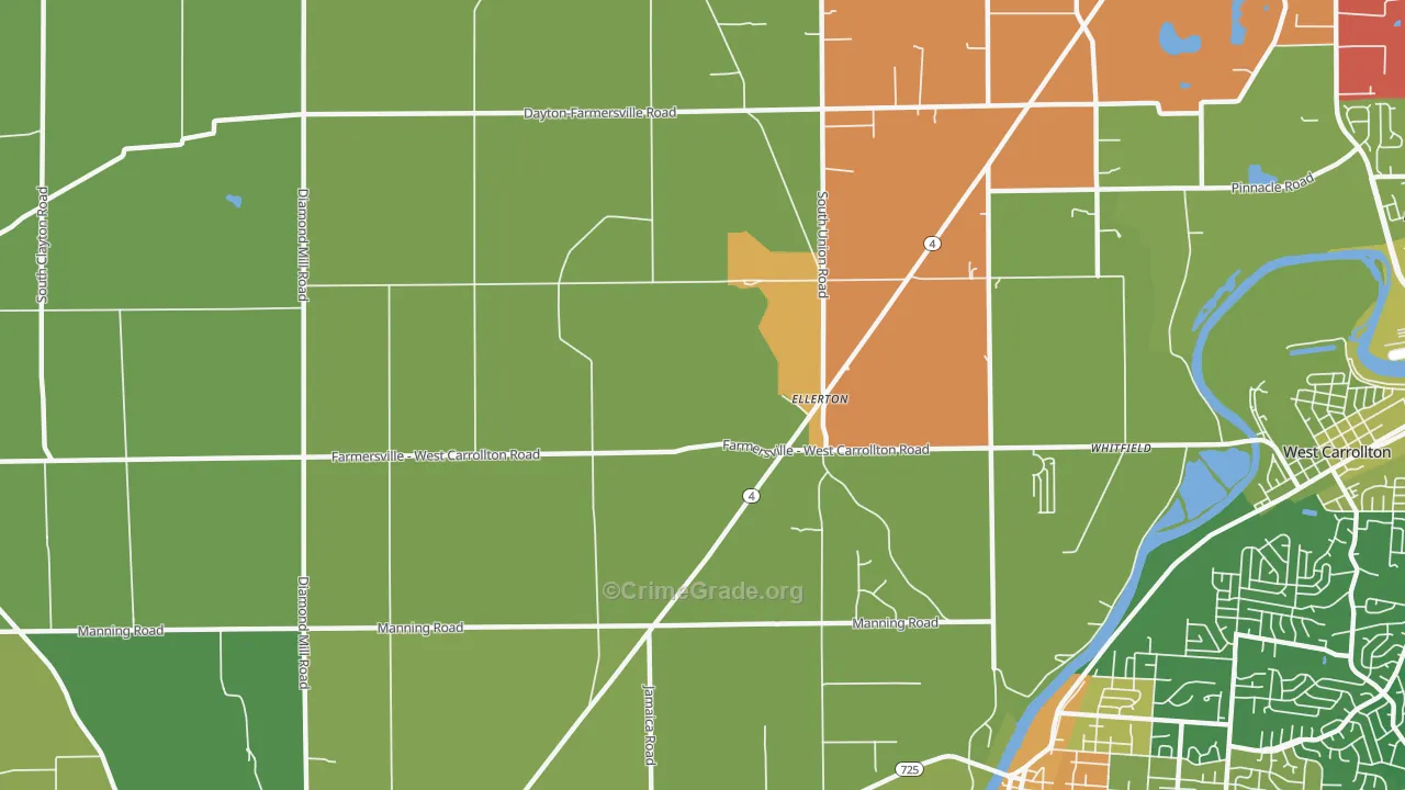 Ellerton, OH Map of Murder Rates