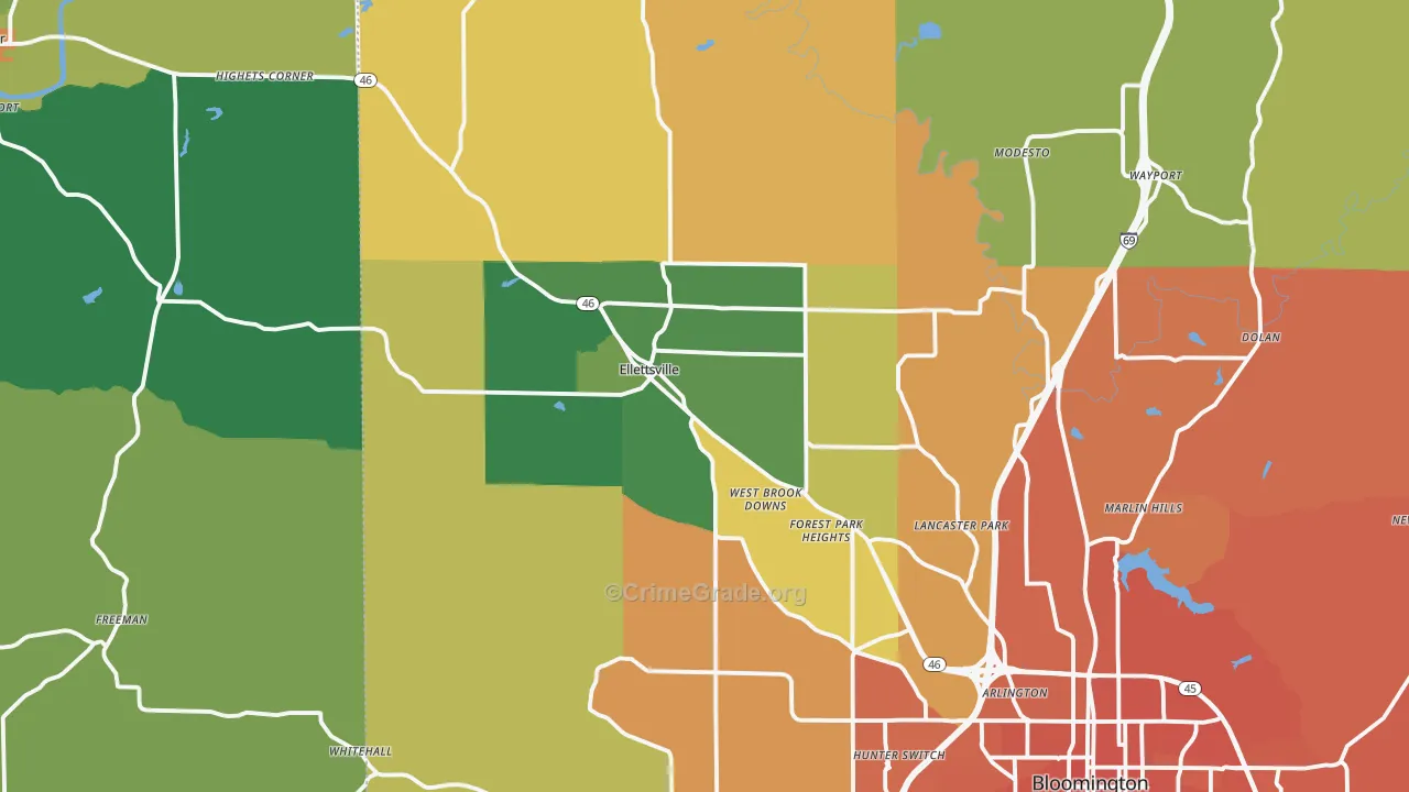 Ellettsville, IN Map of Murder Rates