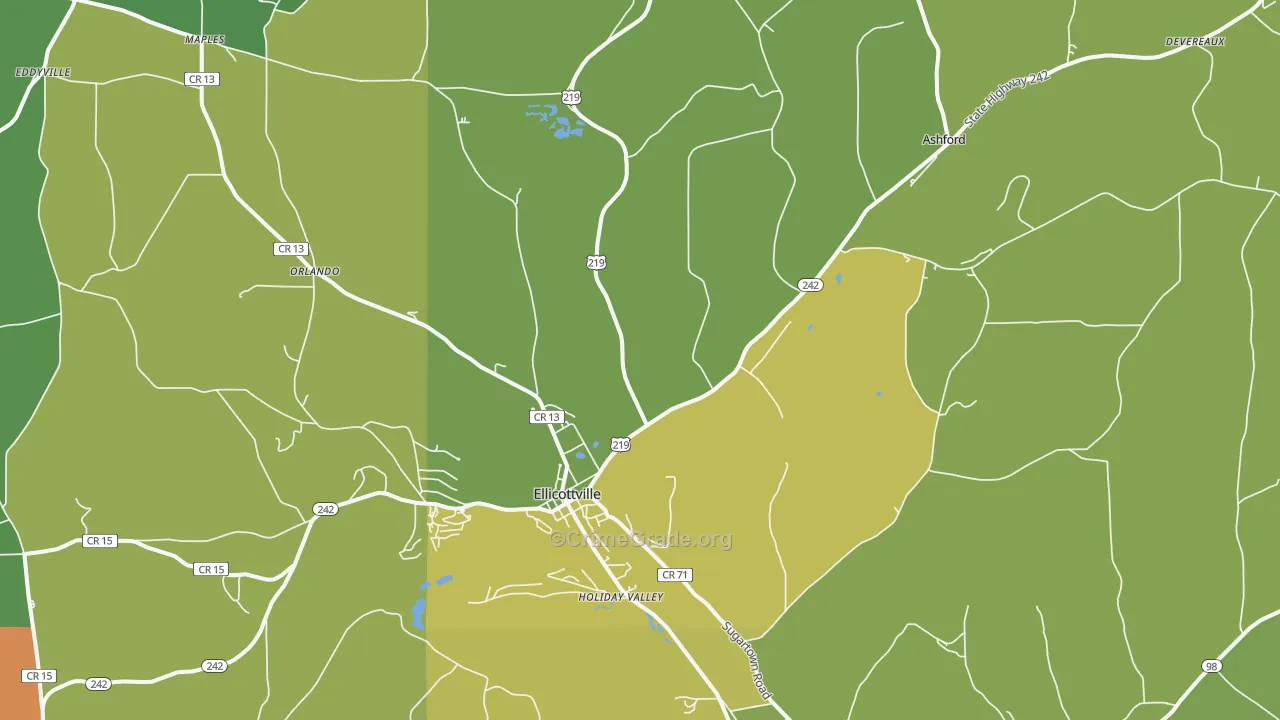 Ellicottville, NY Map of Murder Rates