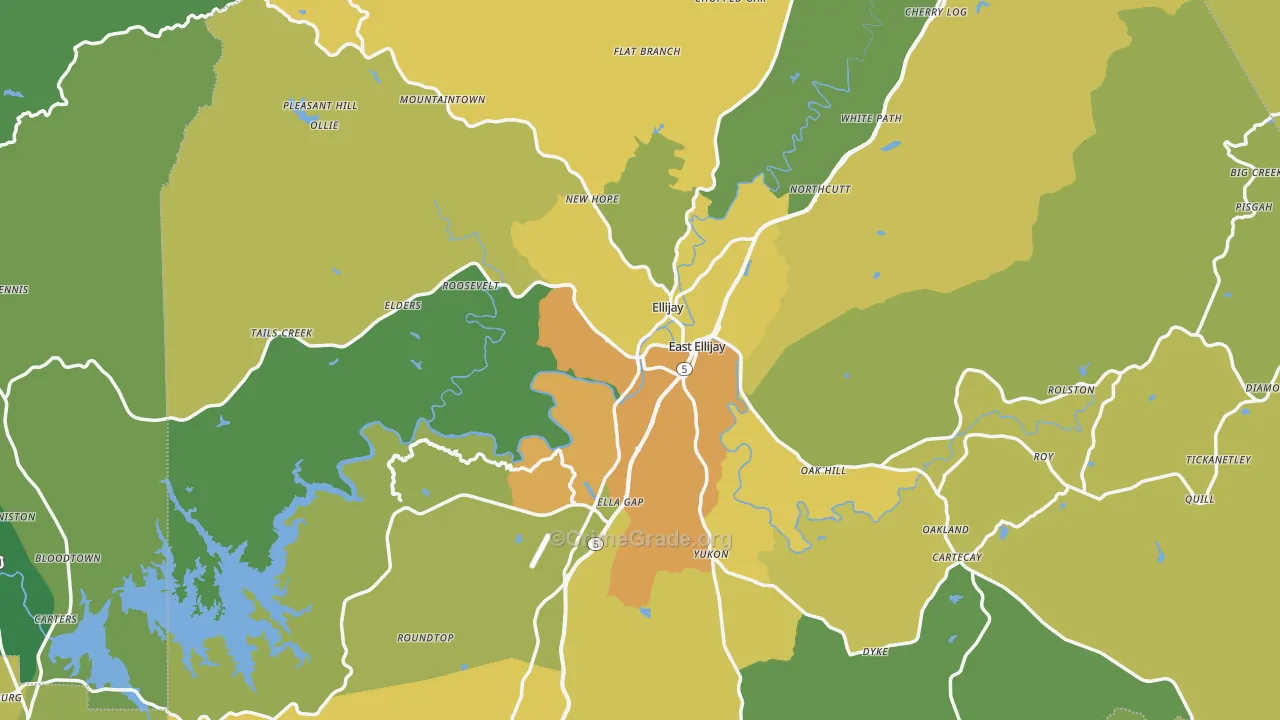 Ellijay, GA Map of Murder Rates