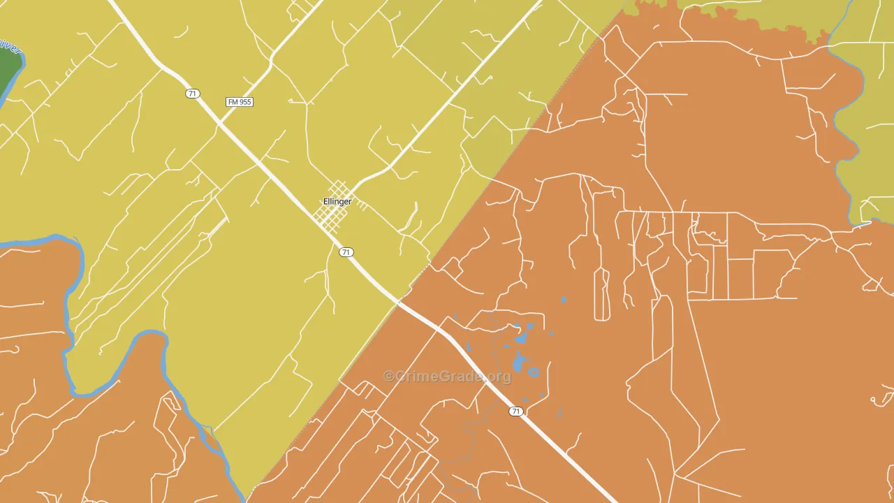 Ellinger, TX Map of Murder Rates