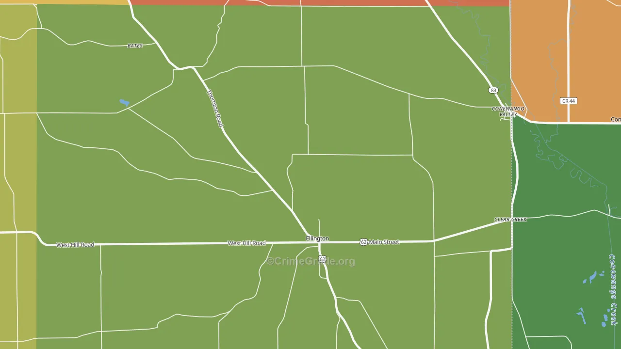 Ellington, NY Map of Murder Rates
