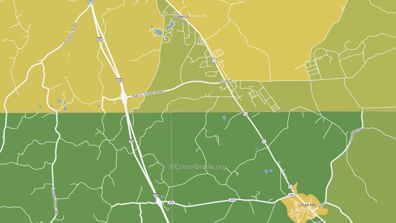 Elliott, MS Map of Murder Rates