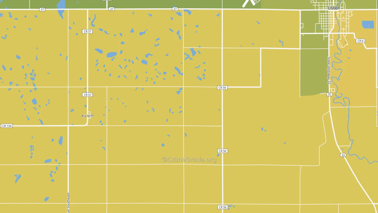 Elliott, ND Map of Murder Rates