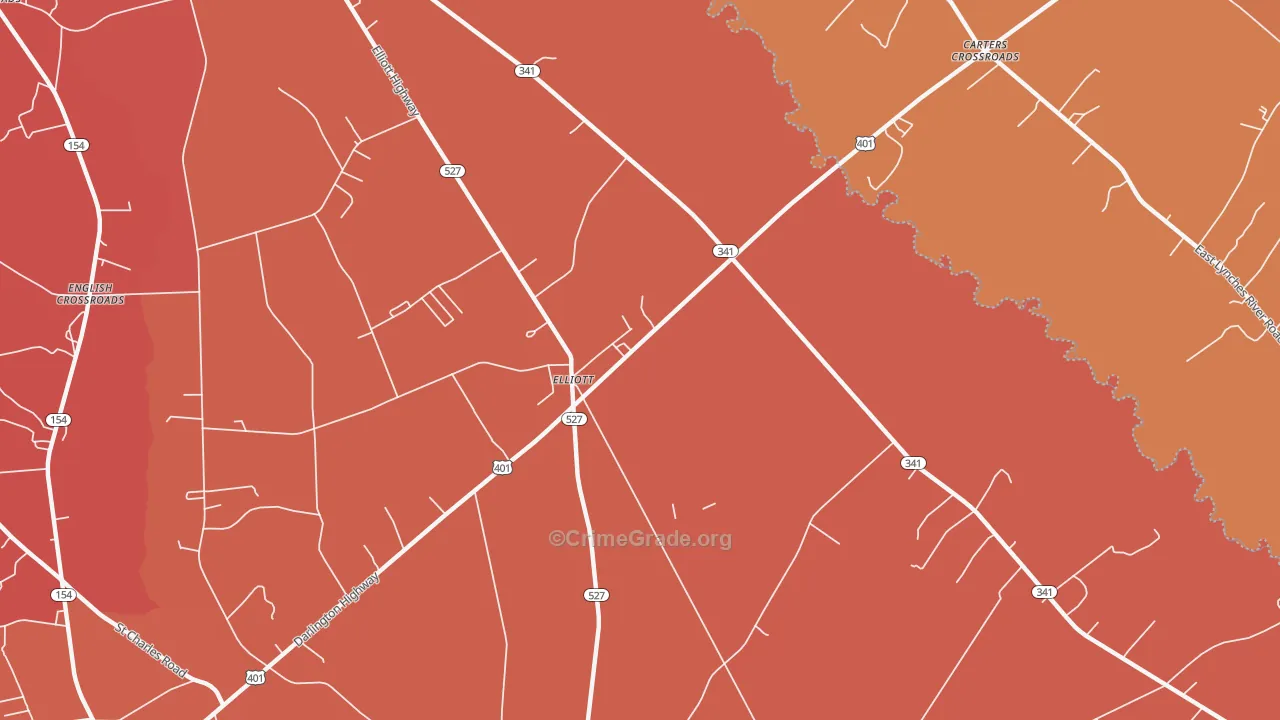 Elliott, SC Map of Murder Rates