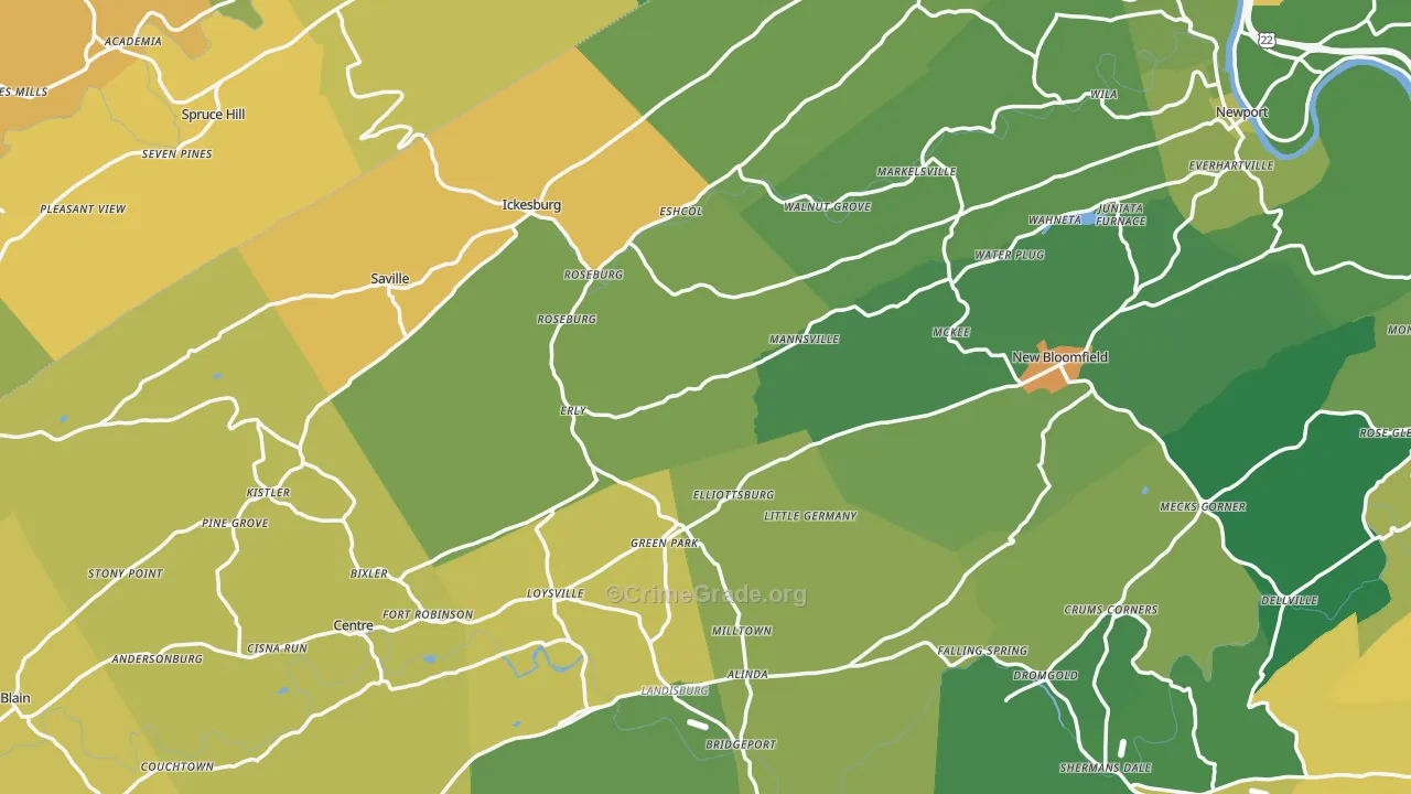 Elliottsburg, PA Map of Murder Rates