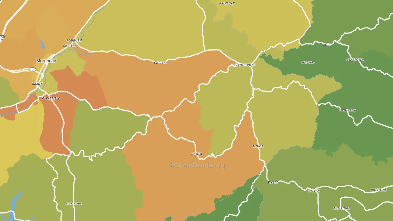 Elliottville, KY Map of Murder Rates