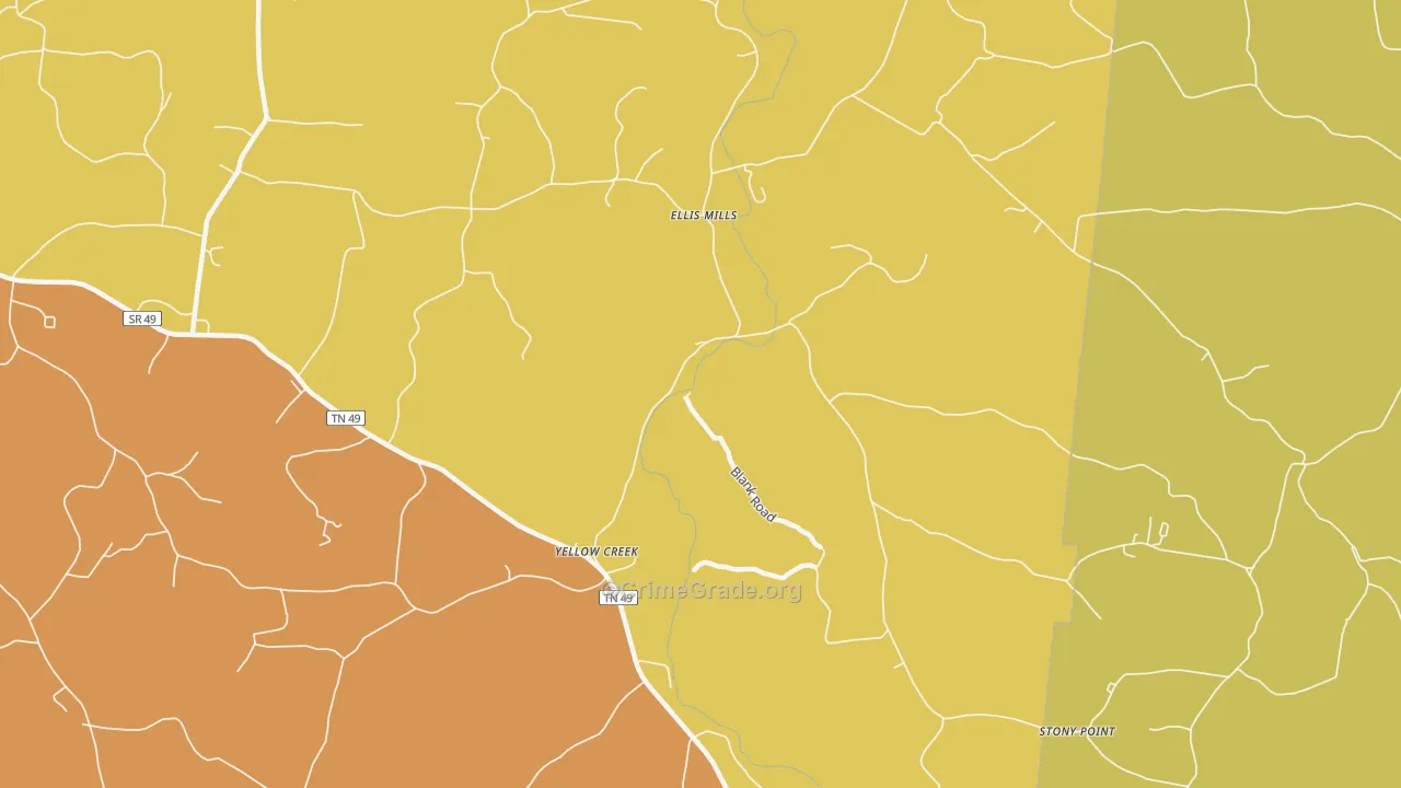 Ellis Mills, TN Map of Murder Rates