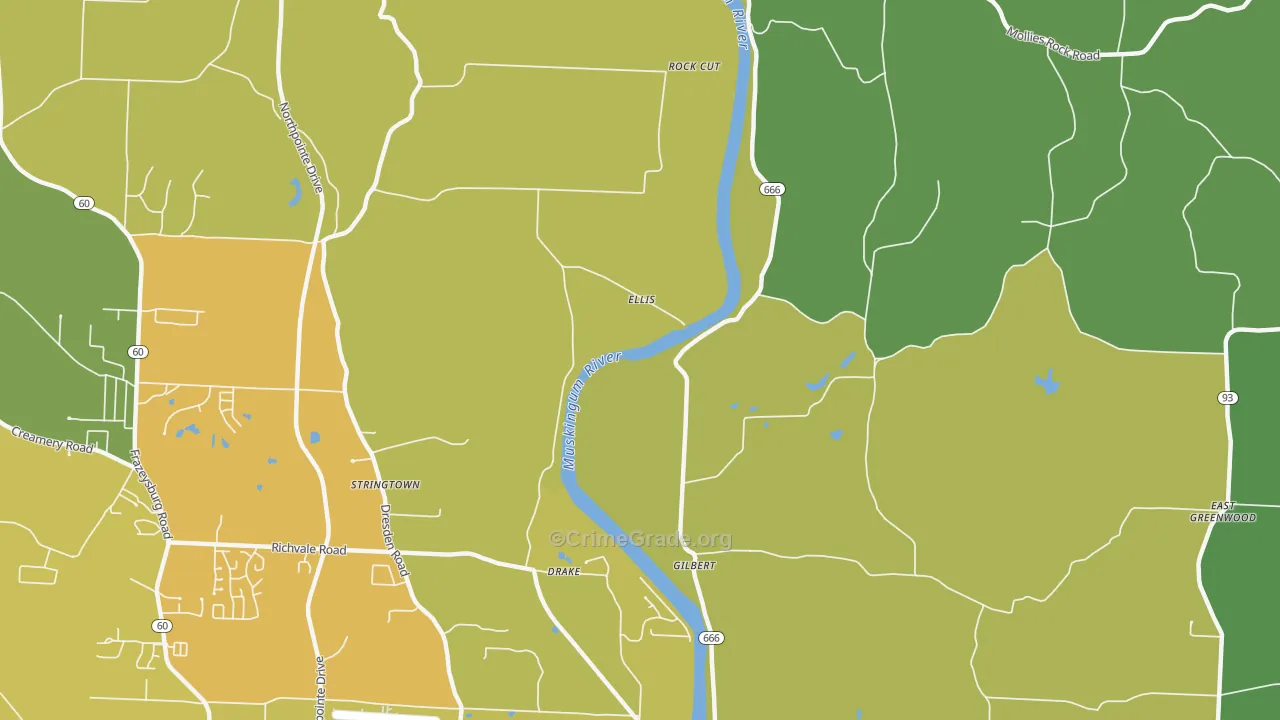 Ellis, OH Map of Murder Rates