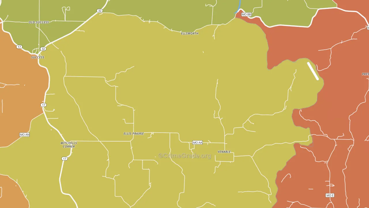 Ellis Prairie, MO Map of Murder Rates