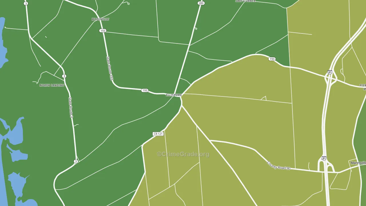 Ellisburg, NY Map of Murder Rates