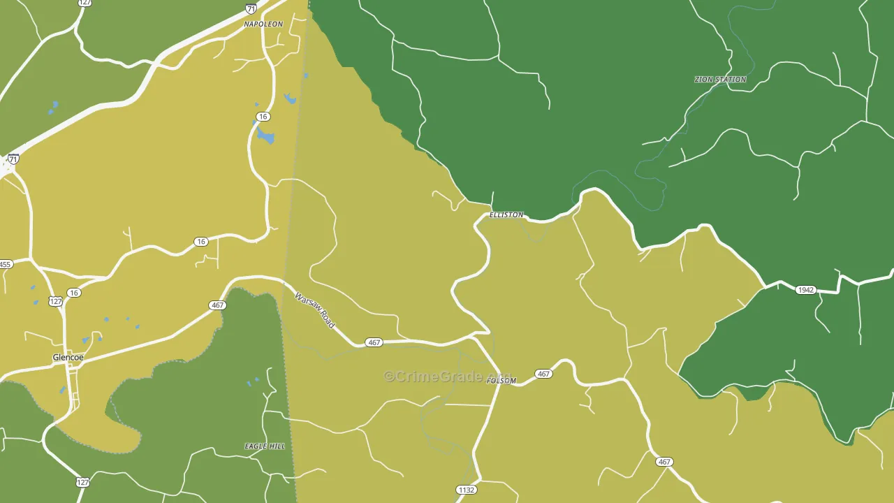 Elliston, KY Map of Murder Rates