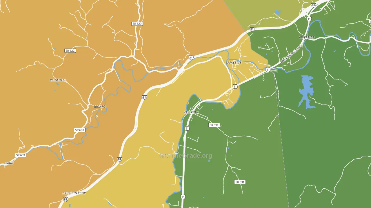 Elliston, VA Map of Murder Rates
