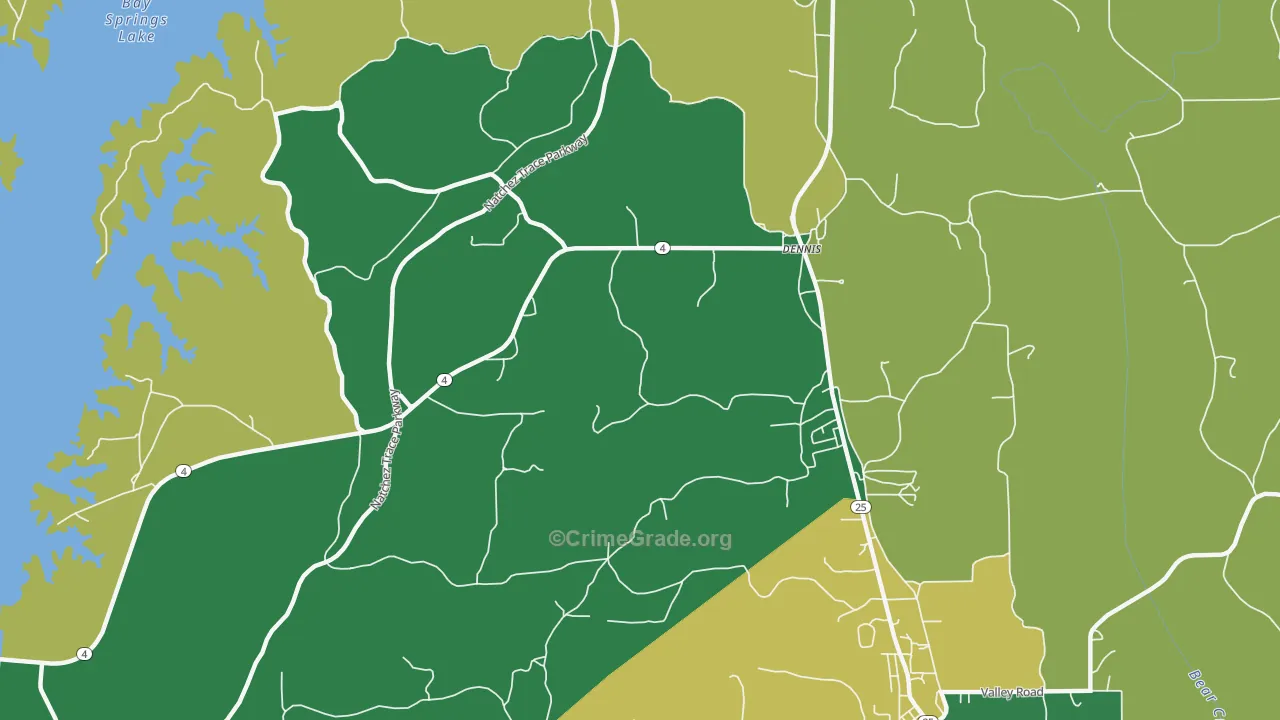 Ellistown, MS Map of Murder Rates