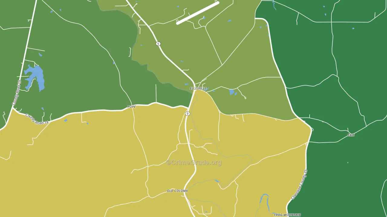 Ellisville, AL Map of Murder Rates