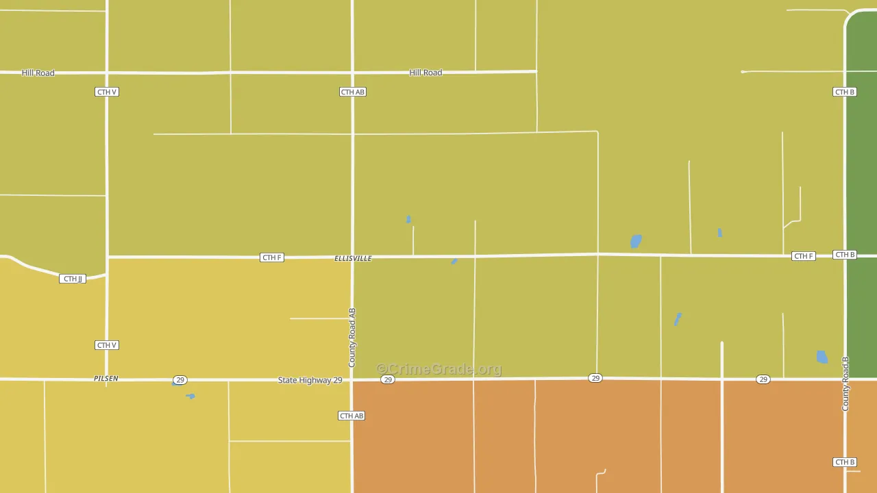 Ellisville, WI Map of Murder Rates