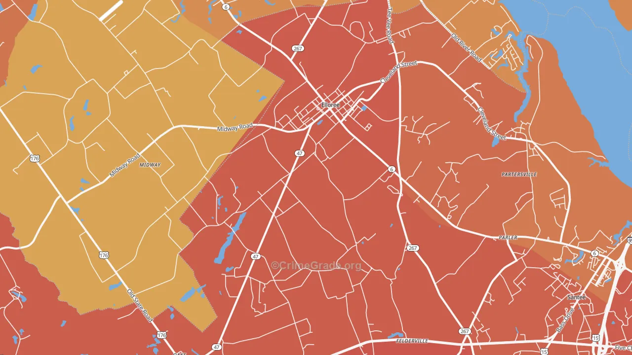 Elloree, SC Map of Murder Rates