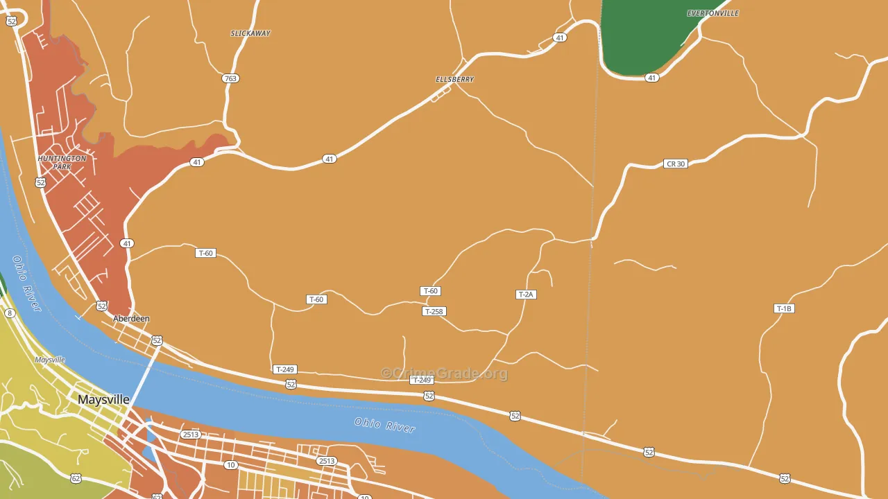 Ellsberry, OH Map of Murder Rates