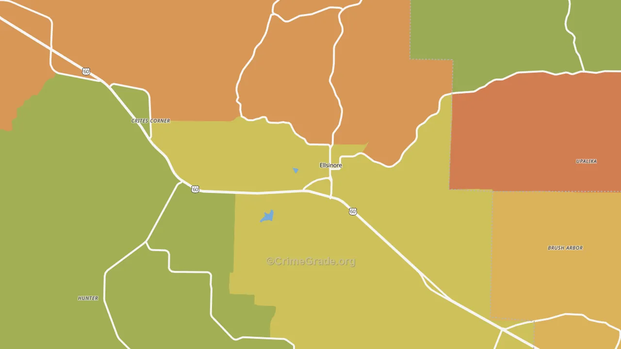 Ellsinore, MO Map of Murder Rates
