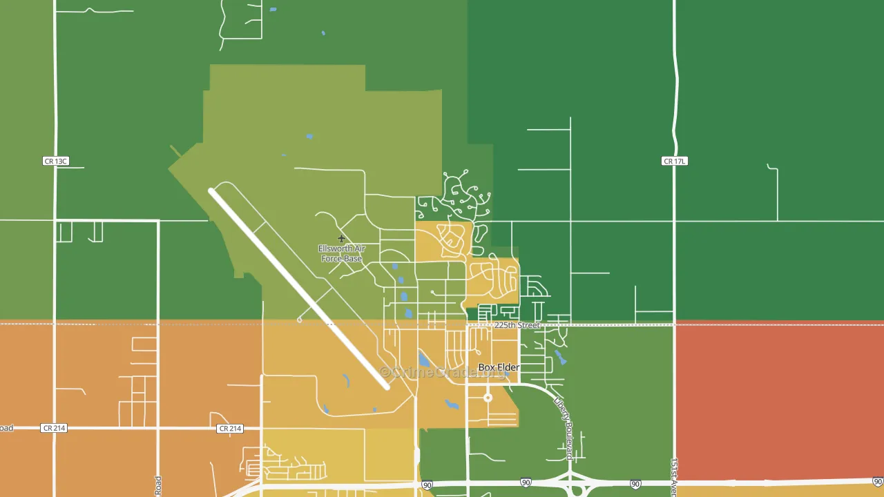 Ellsworth Afb, SD Map of Murder Rates