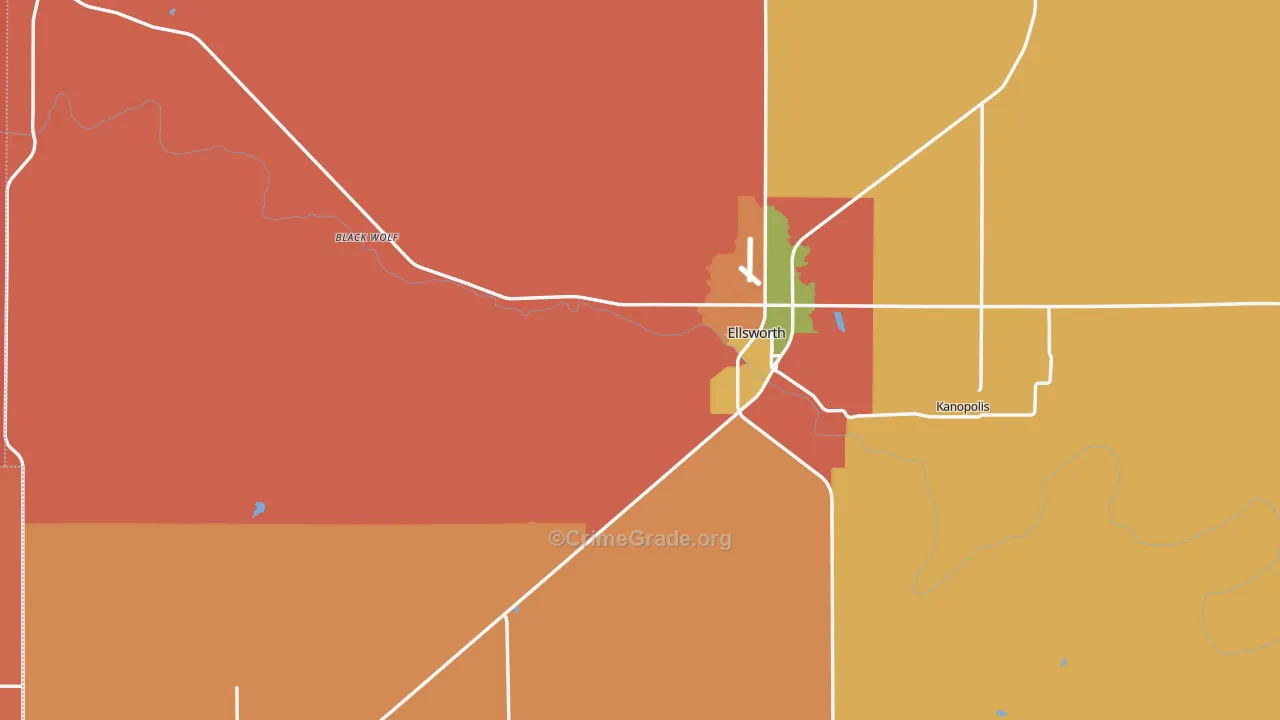 Ellsworth County, KS Map of Murder Rates