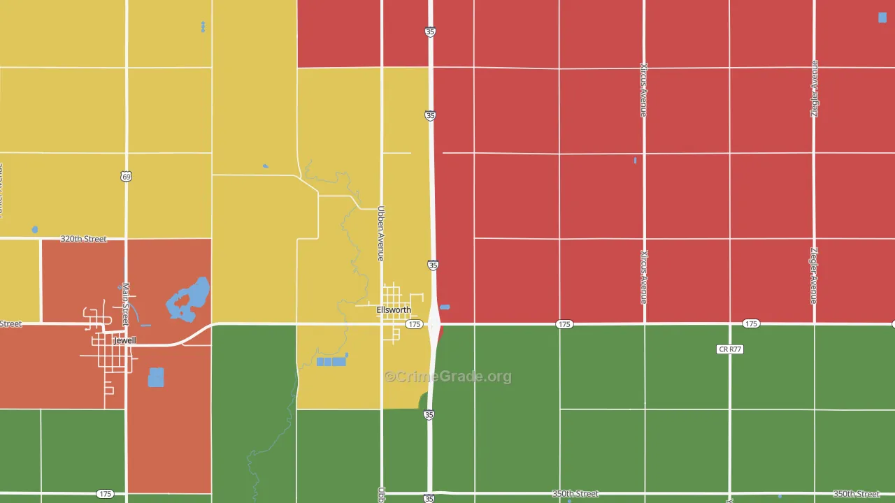 Ellsworth, IA Map of Murder Rates
